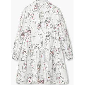 Desigual - Gezichten - Jurk - Lange Mouwen - V-hals - Mini