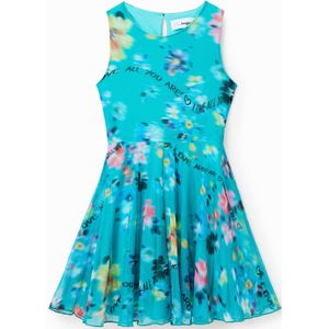 Mouwloze jurk met onscherpe print