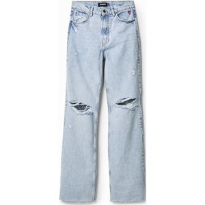 Jeans met wijde pijpen en versleten wassing