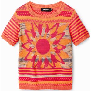 Gebreid T-shirt met bloem