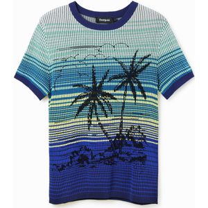 Gebreid T-shirt palmbomen