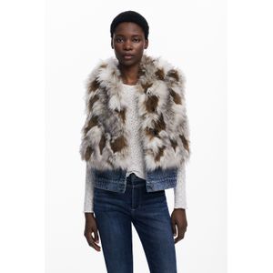 Denim gilet met bont