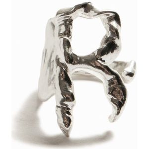 Verzilverde ring met de letter R Zalio