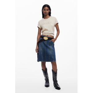 Denim rok met borduursels