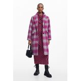 DESIGUAL - COAT CARRE - Winterjas - Fuchsia - Fluor - Materiaal