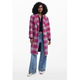 DESIGUAL - COAT CARRE - Winterjas - Fuchsia - Fluor - Materiaal