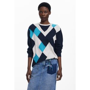 Dubbele kraag trui met ruiten Botter