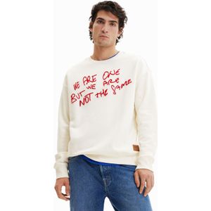 Gevlokt sweatshirt met tekst