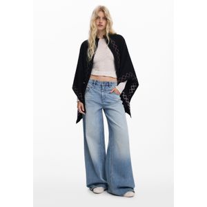 Desigual - Poncho_Embroidery Aldama - Cape - Zwart - Geometrisch Geborduurd