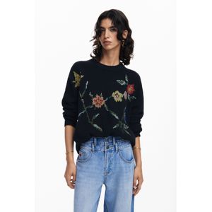 Geborduurde bloemen sweatshirt