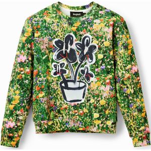 Gebloemd sweatshirt met plant