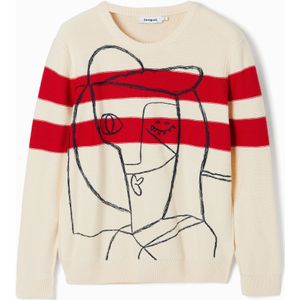 Gestreepte trui met patroon.