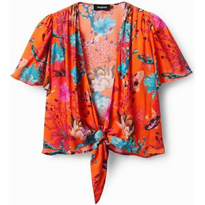 Geknoopte blouse met koraal