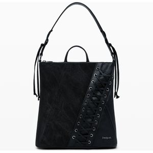 Desigual - Pretoria Patch Tango Mini Backpack - Rugzak - Zwart - 29 cm