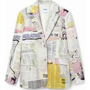 Blazer met collage van krantenknipsels