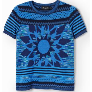 Desigual Fijngebreide Top met All Over Print Blauw
