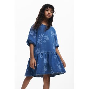 Denim jurk met bloemen