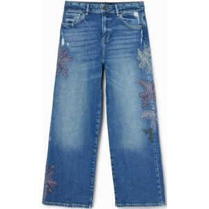Bloemen denim broek