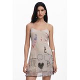 Desigual - Zomerjurk - Crème - Mouwloos - Korte Jurk