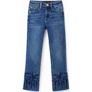 Lange flared jeans met borduursels