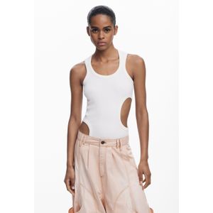 Desigual - Shirt - Wit - Mouwloos - Normale Pasvorm