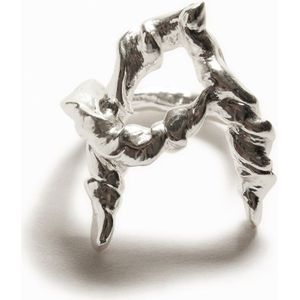 Verzilverde ring met de letter A Zalio