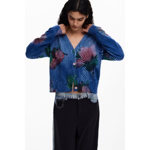 Gebreid vest met bloemen