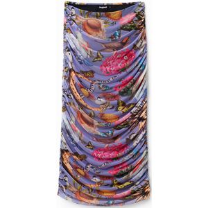 Slim fit midi-rok van tule