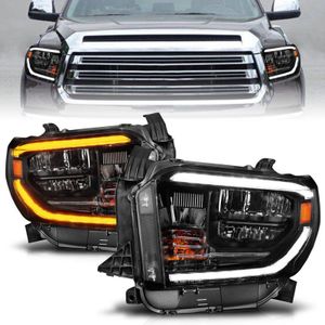 ANZO 2014-2017 Toyota Tundra LED Crystal Headlights w/ Switchback Black Housing w/ DRL - 111531