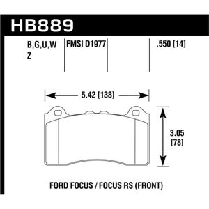 Hawk 2017 Ford Focus DTC-60 Race Front Brake Pads - KHB889G.550