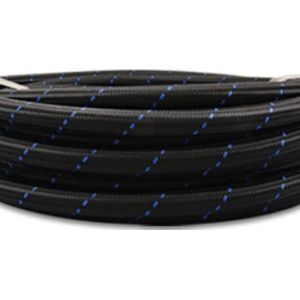 Vibrant -6 AN Two-Tone Black/Blue Nylon Braided Flex Hose (5 foot roll) - 11986B