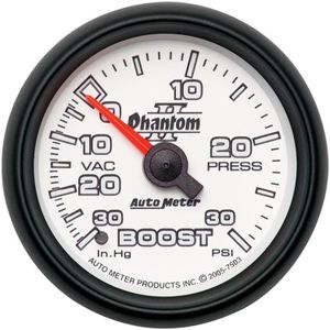 Autometer Phantom II 52.4mm Mechanical Vacuum / Boost Gauge 30 In. HG/30 PSI - 7503