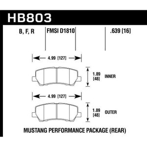 Hawk 16-17 Ford Mustang Brembo Package HPS 5.0 Rear Brake Pads - KHB803B.639