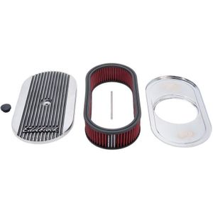 Edelbrock Air Cleaner Elite II Oval Single 4-Bbl Carb 2 5In Red Element Polished - 4273