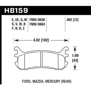 Hawk 97-02 Ford Escort (Inc. LX/Sport) / 94-03 Mazda Miata DTC-60 Race Rear Brake Pads (D636) - KHB159G.492