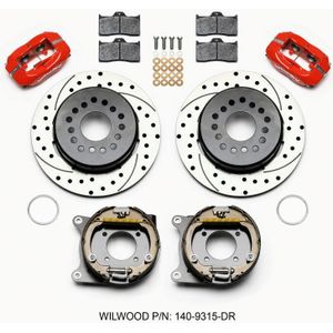 Wilwood Forged Dynalite P/S Park Brake Kit Drilled Red 12 Bolt 2.75in offset Staggered Shock - 140-9315-DR