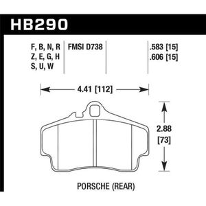 Hawk 98-08 Porsche 911 Carrera 2 / 07-08 Boxster S / 06-08 Cayman S Rear DTC-60 Race Brake Pads - KHB290G.583