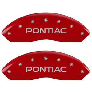 MGP 4 Caliper Covers Engraved Front Pontiac Engraved Rear GXP Red finish silver ch - 18030SPXPRD