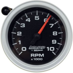 AutoMeter Tachometer Gauge 10K RPM 3 3/4in Pedestal w/Ext. Shift-Light - Black Dial/Black Case - 233908