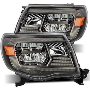 AlphaRex 05-11 Toyota Tacoma LUXX Crystal Headlights Plank Style Alpha Black w/Activation Light/DRL - 880733