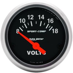 Autometer Sport-Comp 52mm 8-18 Volt Electronic Voltmeter Gauge - 3391