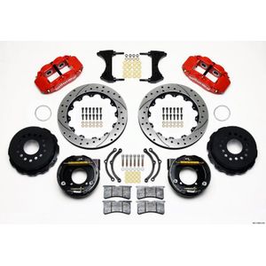 Wilwood Narrow Superlite 4R Rear P-Brk Kit 12.88in Drilled Red Chevy 12 Bolt w/ C-Clips - 140-12964-DR