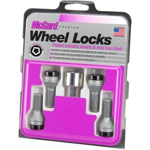 McGard Wheel Lock Bolt Set - 4pk. (Cone Seat) M14X1.5 / 17mm Hex / 31.0mm Shank Length - Black - 27305