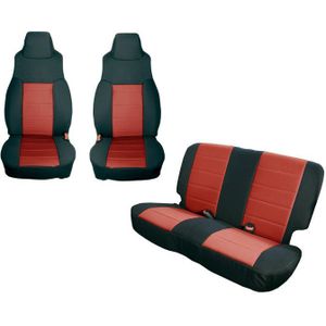 Rugged Ridge Seat Cover Kit Black/Red 97-02 Jeep Wrangler TJ - 13292.53