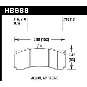 Hawk AP Racing/Alcon Performance Ceramic Racing Front Brake Pads w/0.710in Thickness - KHB688Z.710