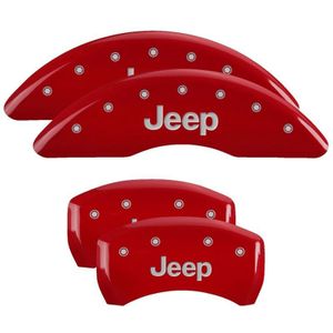 MGP 4 Caliper Covers Engraved Front & Rear JEEP Red finish silver ch - 42012SJEPRD