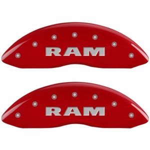 MGP 4 Caliper Covers Engraved Front & Rear RAM Red finish silver ch - 55001SRAMRD