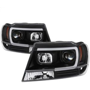 Spyder 99-04 Jeep Grand Cherokee Projector Headlights - Light Bar DRL LED - Black - 5085221