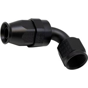DeatschWerks 8AN Female Swivel 90-Degree Hose End PTFE (Incl 1 Olive Insert) - Anodized Matte Black - 6-02-0856-B