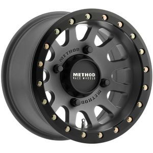 Method MR401 UTV Beadlock 15x7 / 4+3/13mm Offset / 4x136 / 106mm CB Titanium Wheel- Matte Black Ring - MR40157047843B